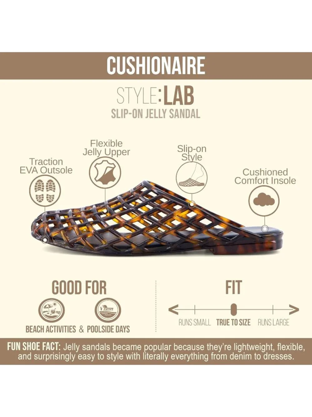 Women's Tortoise Plastic Lightweight Woven Design Cushioned Comfort Jelly Flats